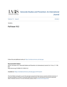 Genocide Studies and Prevention: an International Journal