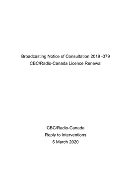 Broadcasting Notice of Consultation 2019 -379