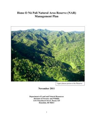 Hono O Nā Pali Management Plan 2012