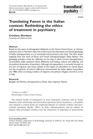 (2011) Translating Fanon in the Italian Context: Rethinking the Ethics Of