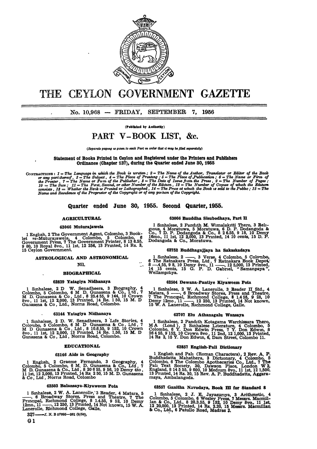 The Ceylon Government Gazette