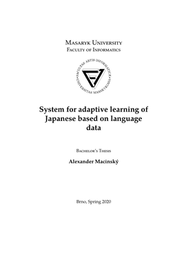 System for Adaptive Learning of Japanese Based on Language Data