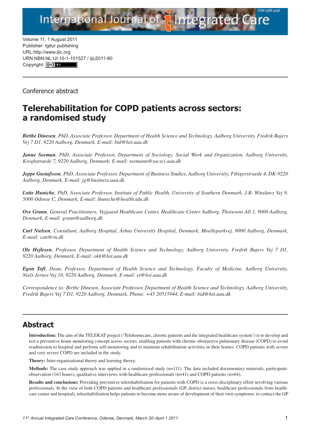 Telerehabilitation for COPD Patients Across Sectors: a Randomised Study