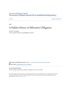 A Hidden History of Affirmative Obligation Patrick O