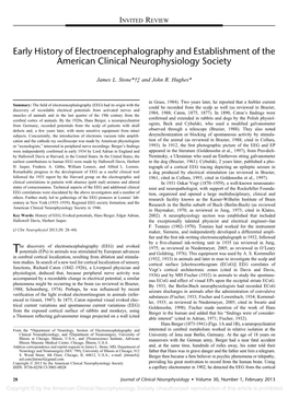 Early History of Electroencephalography and Establishment of the American Clinical Neurophysiology Society