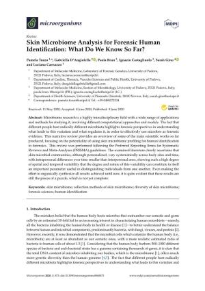 Skin Microbiome Analysis for Forensic Human Identification: What Do We Know So Far?