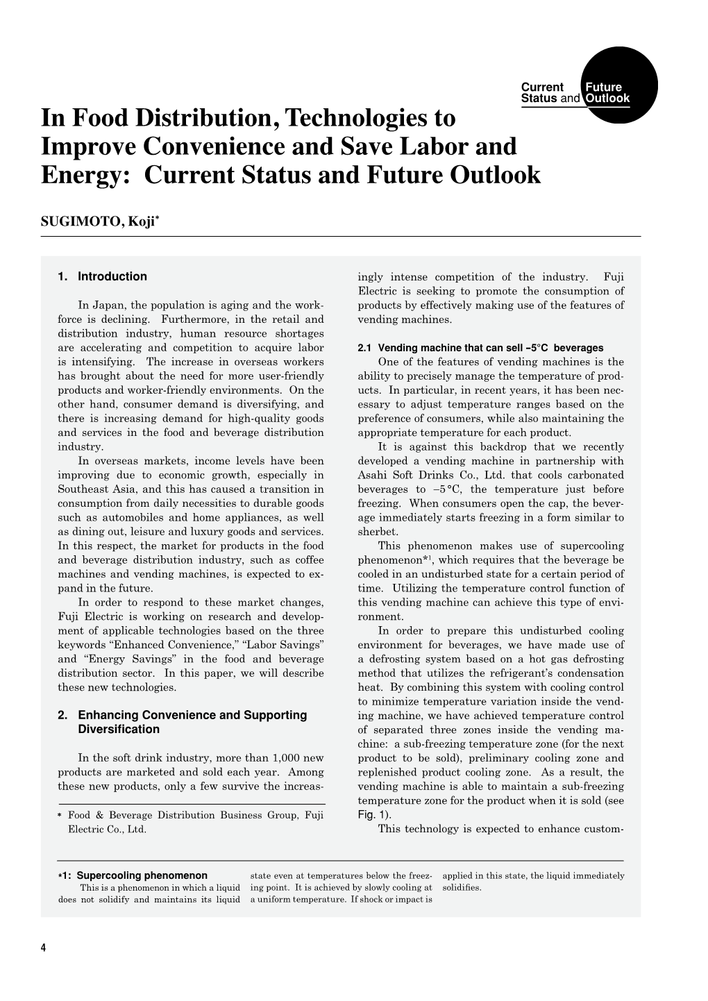 In Food Distribution, Technologies to Improve Convenience and Save Labor and Energy: Current Status and Future Outlook