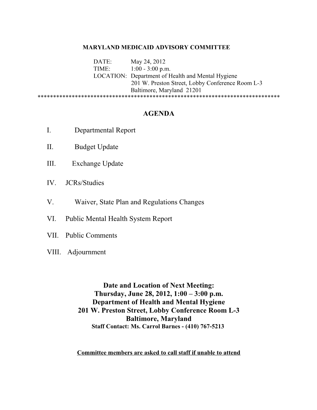 Maryland Medicaid Advisory Committee