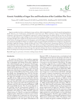 Genetic Variability of Argan Tree and Preselection of the Candidate Plus Trees Naima AIT AABD, Fatima El AYADI, Fouad MSANDA, Abdelhamid EL MOUSADIK