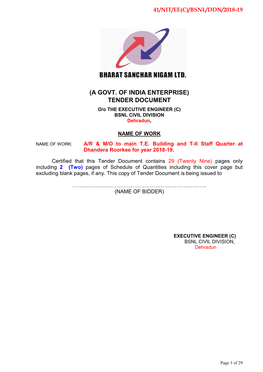 (A Govt. of India Enterprise) Tender Document