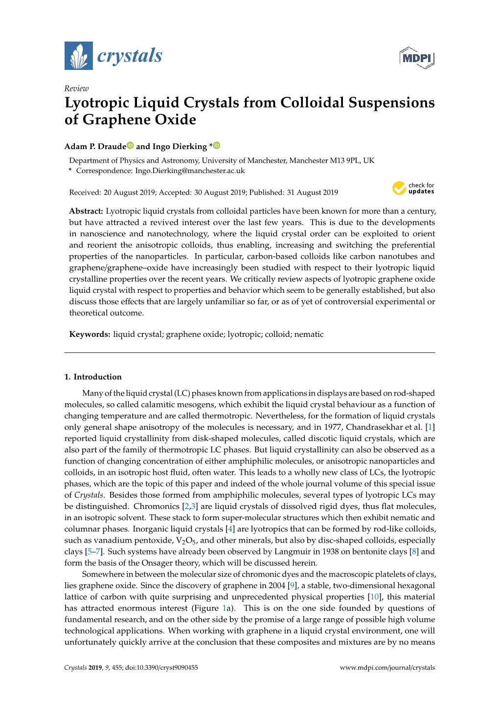 Lyotropic Liquid Crystals from Colloidal Suspensions of Graphene Oxide