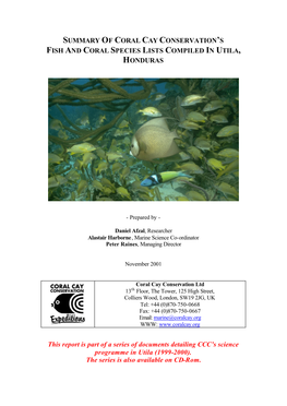 Summary of Coral Cay Conservation's Fish And