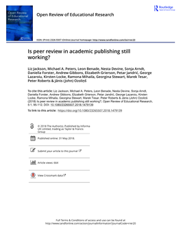 Is Peer Review in Academic Publishing Still Working?