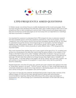 Ltpd Frequently Asked Questions