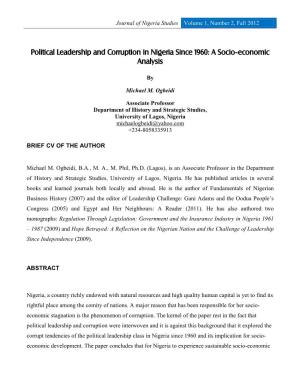 Political Leadership and Corruption in Nigeria Since 1960: a Socio-Economic Analysis