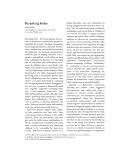 "Parenting Styles" In: the Wiley Blackwell Encyclopedia of Family