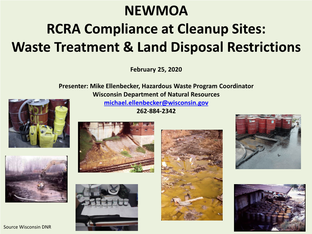Waste Treatment & Land Disposal Restrictions