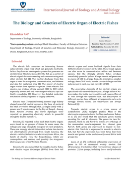 The Biology and Genetics of Electric Organ of Electric Fishes