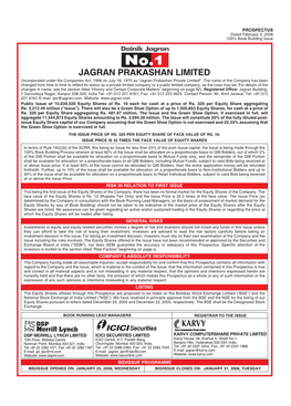 JAGRAN PRAKASHAN LIMITED (Incorporated Under the Companies Act, 1956 on July 18, 1975 As “Jagran Prakashan Private Limited”