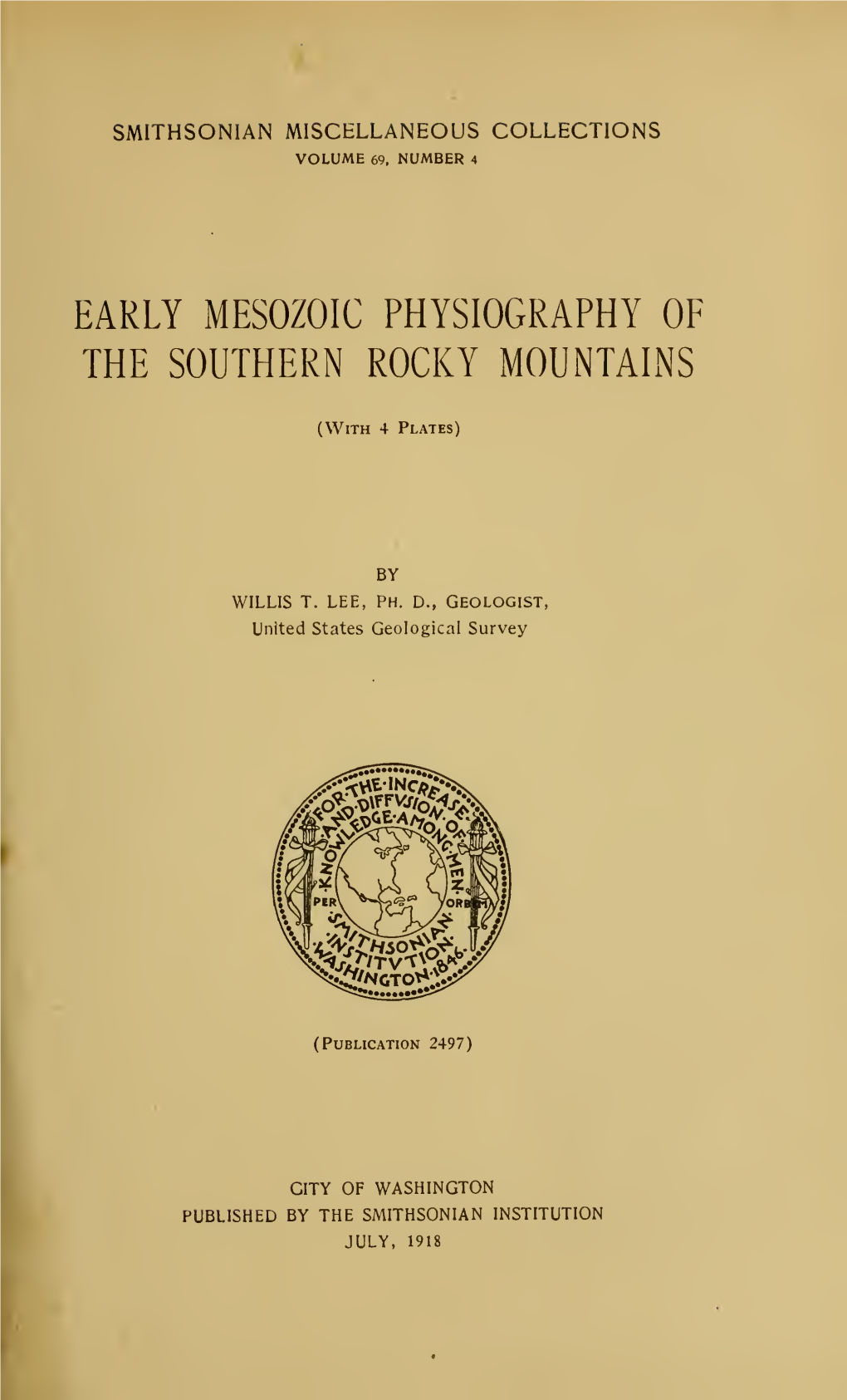 Early Mesozoic Physiography of the Southern Rocky Mountains