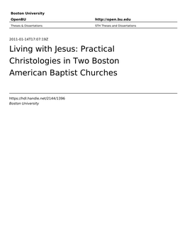 Practical Christologies in Two Boston American Baptist Churches