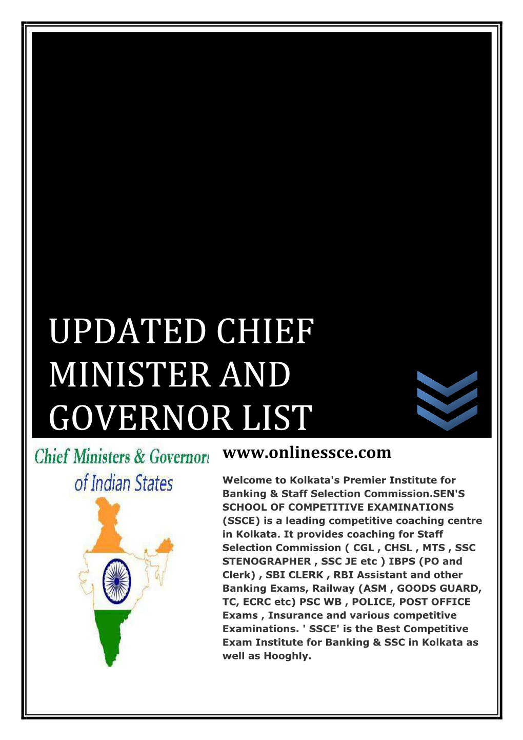 Updated Chief Minister and Governor List