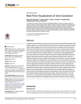Real-Time Visualization of Joint Cavitation