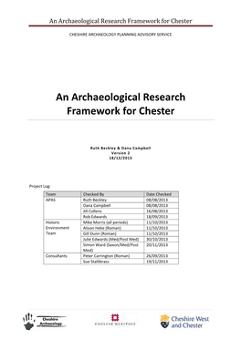 An Archaeological Research Framework for Chester