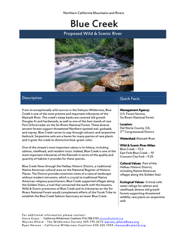 Blue Creek Proposed Wild & Scenic River