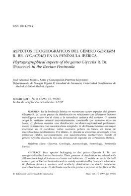 ASPECTOS FITOGEOGRÁFICOS DEL GÉNERO GLYCERIA R. BR. (POACEAE) 6L