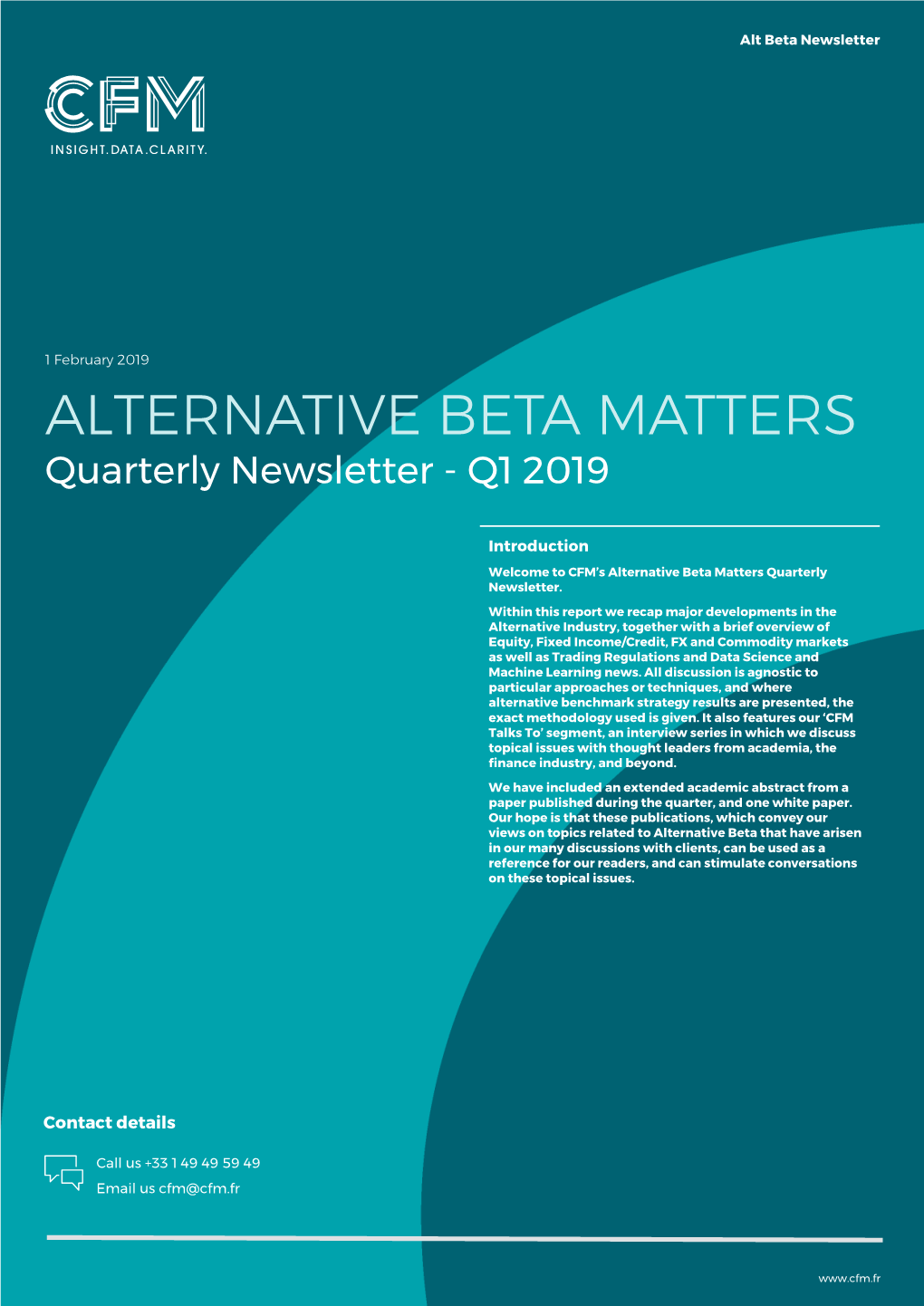 ALTERNATIVE BETA MATTERS Quarterly Newsletter - Q1 2019