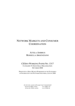 Network Markets and Consumer Coordination