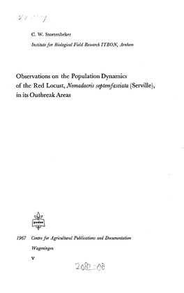 Observations on the Population Dynamics of the Red Locust,Nomadacris Septemfasciata(Serville)