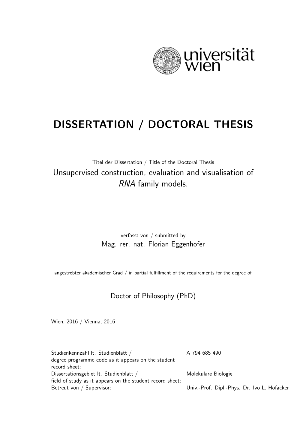 Dissertation / Doctoral Thesis