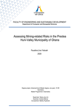 Assessing Mining-Related Risks in the Prestea Huni-Valley Municipality of Ghana
