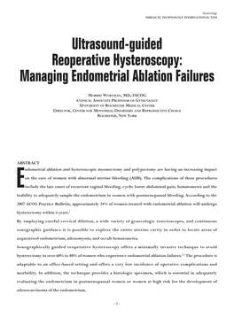 Ultrasound-Guided Reoperative Hysteroscopy: Managing Endometrial Ablation Failures