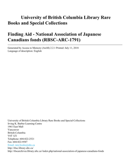 National Association of Japanese Canadians Fonds (RBSC-ARC-1791)