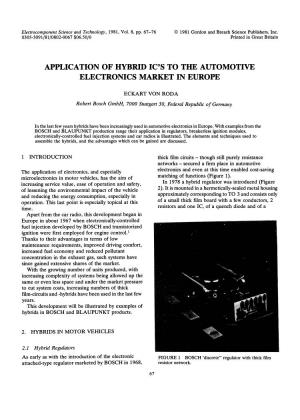 Application of Hybrid Ic's to the Automotive Electronics Market in Europe