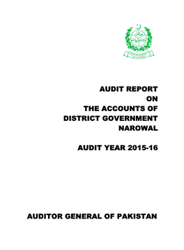 Audit Report on the Accounts of District Government Narowal Audit Year