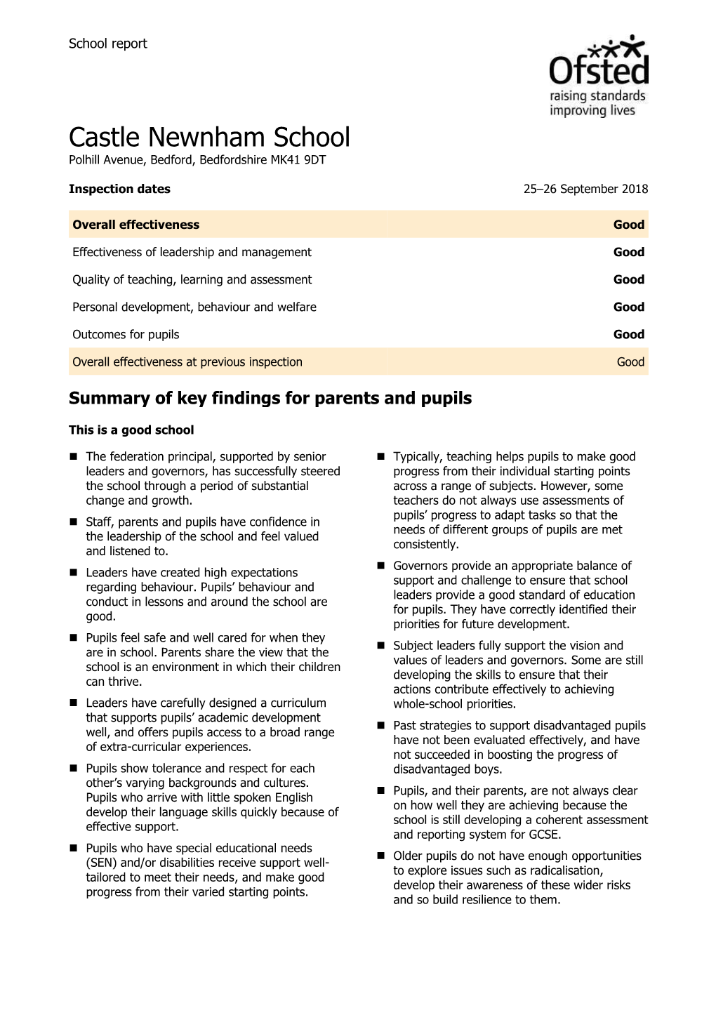 Ofsted Report