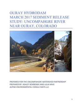 Ouray Hydrodam March 2017 Sediment Release Study: Uncompahgre River Near Ouray, Colorado