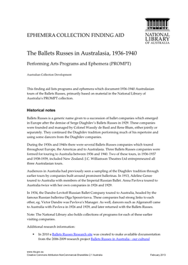 The Ballets Russes in Australasia, 1936-1940