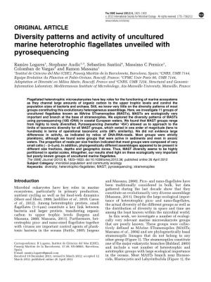 Diversity Patterns and Activity of Uncultured Marine Heterotrophic Flagellates Unveiled with Pyrosequencing