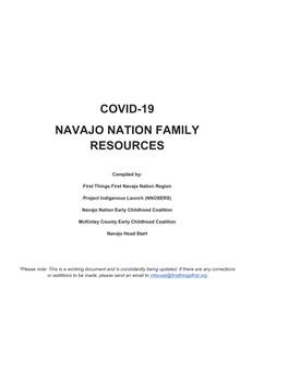 Covid-19 Navajo Nation Family Resources