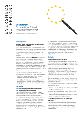 Legal Latest Competition, EU and Regulatory Newsletter November/December 2017
