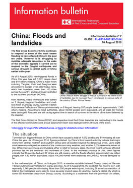 China: Floods and Landslides
