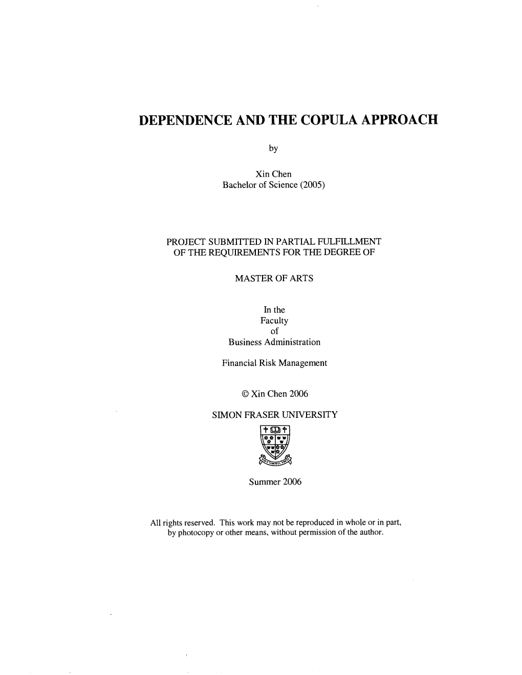 Dependence and the Copula Approach