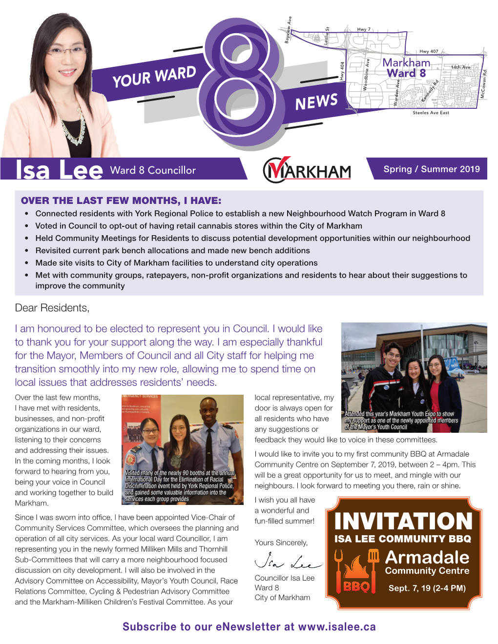 Isa Lee, Councillor Ward 8, City of Markham