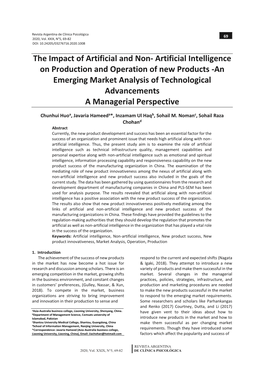 Artificial Intelligence on Production and Operation of New Products -An Emerging Market Analysis of Technological Advancements a Managerial Perspective