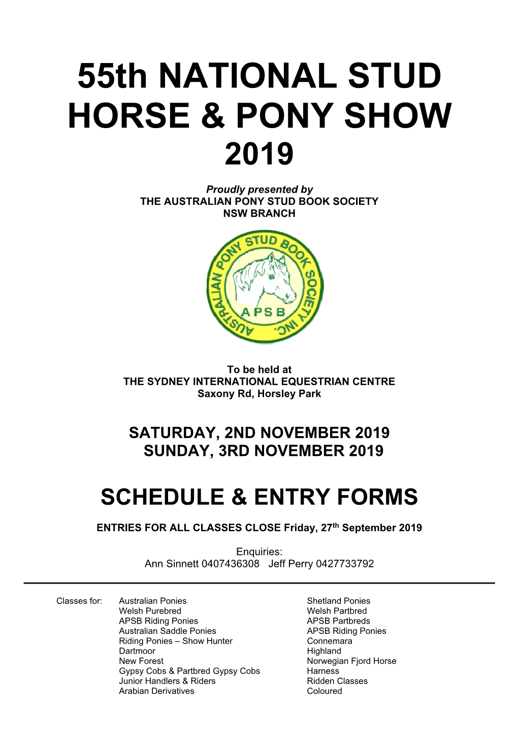 55Th NATIONAL STUD HORSE & PONY SHOW